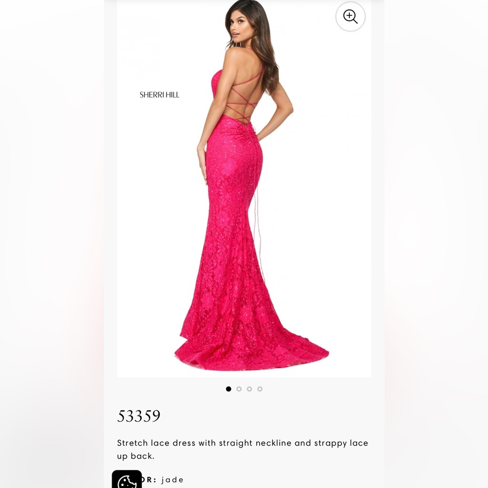 Sherri Hill Prom Dress 8 Mermaid Lace Gown 53359 Strappy Open Back Jade Green - Picture 7 of 15